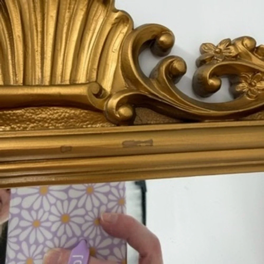Vintage Homco Gold Ornate Wall Mirror and Floating Shelf Set 3069 Made in USA